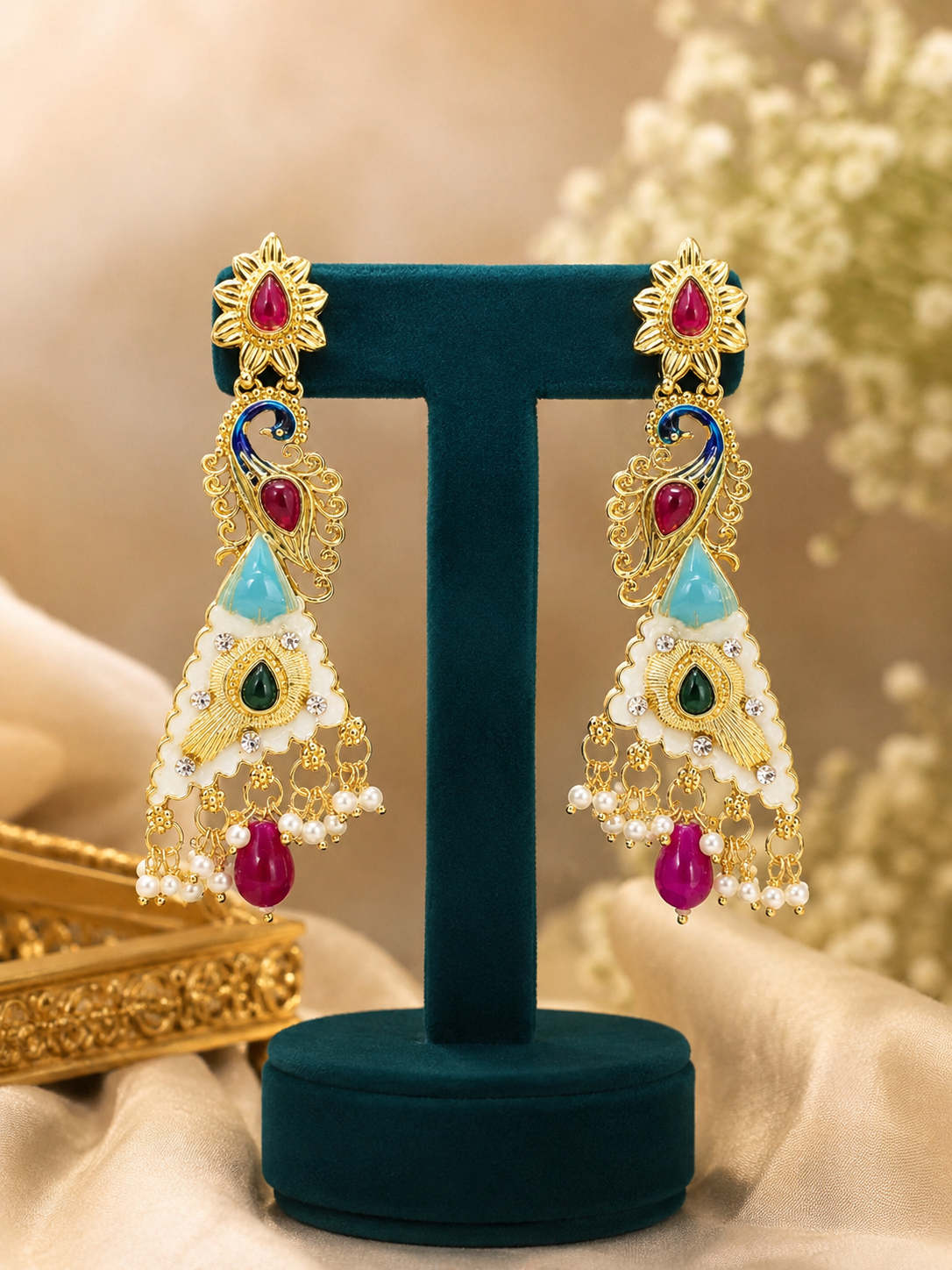 Krupa Long Kashmiri Earrings