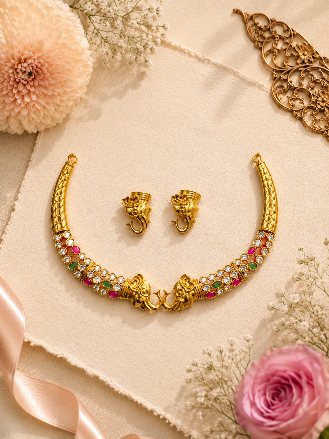 Elephanta Gold Neckless Set