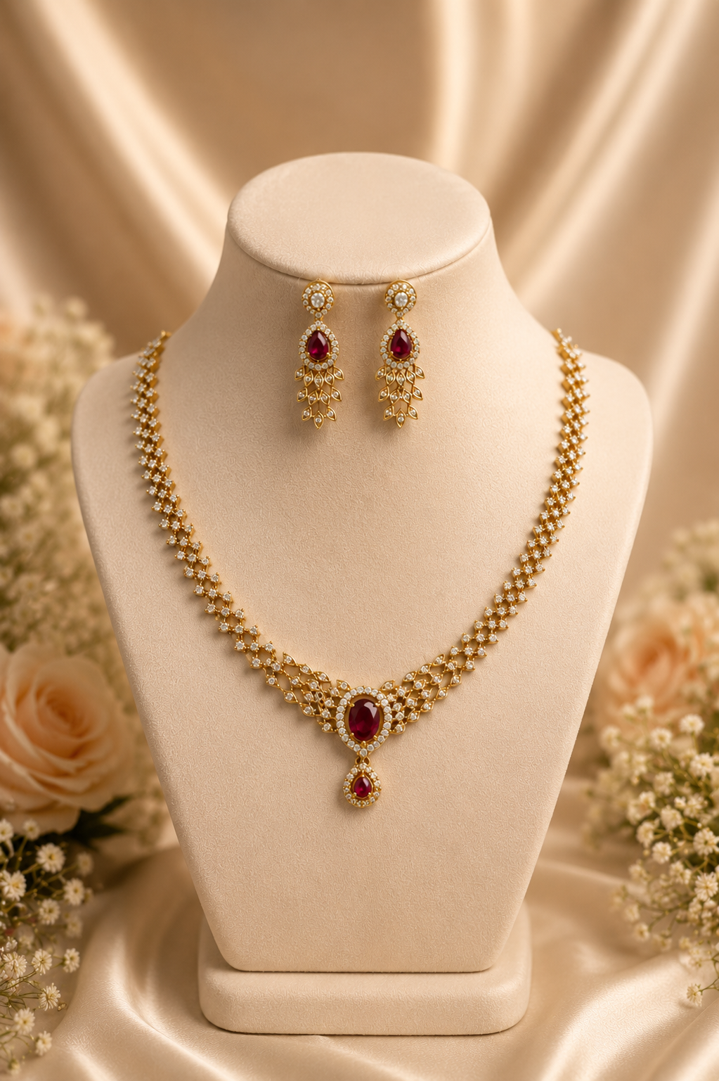 Esma Ruby & Diamond Necklace Set