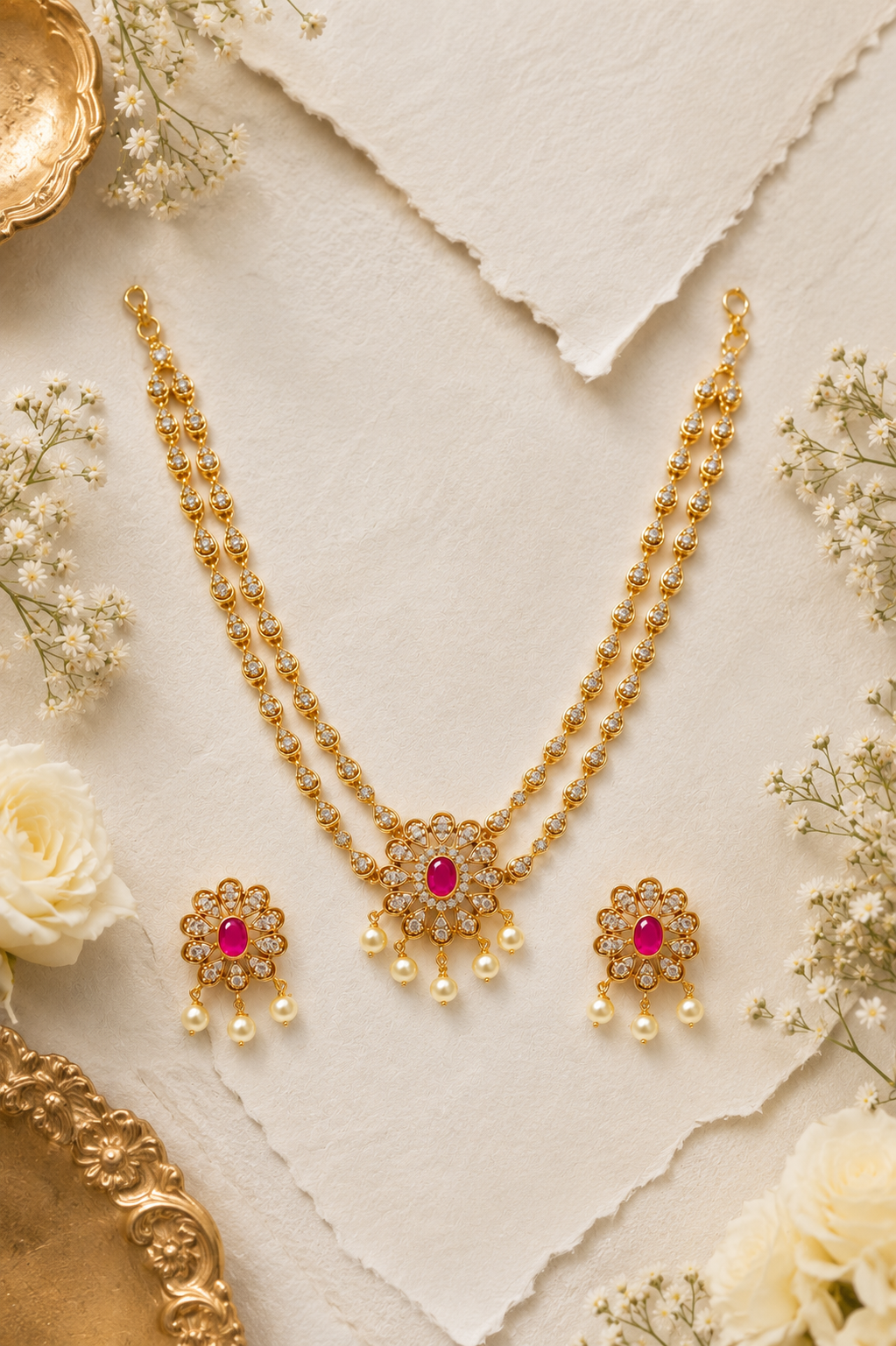 Siddhika Ruby Necklace Set