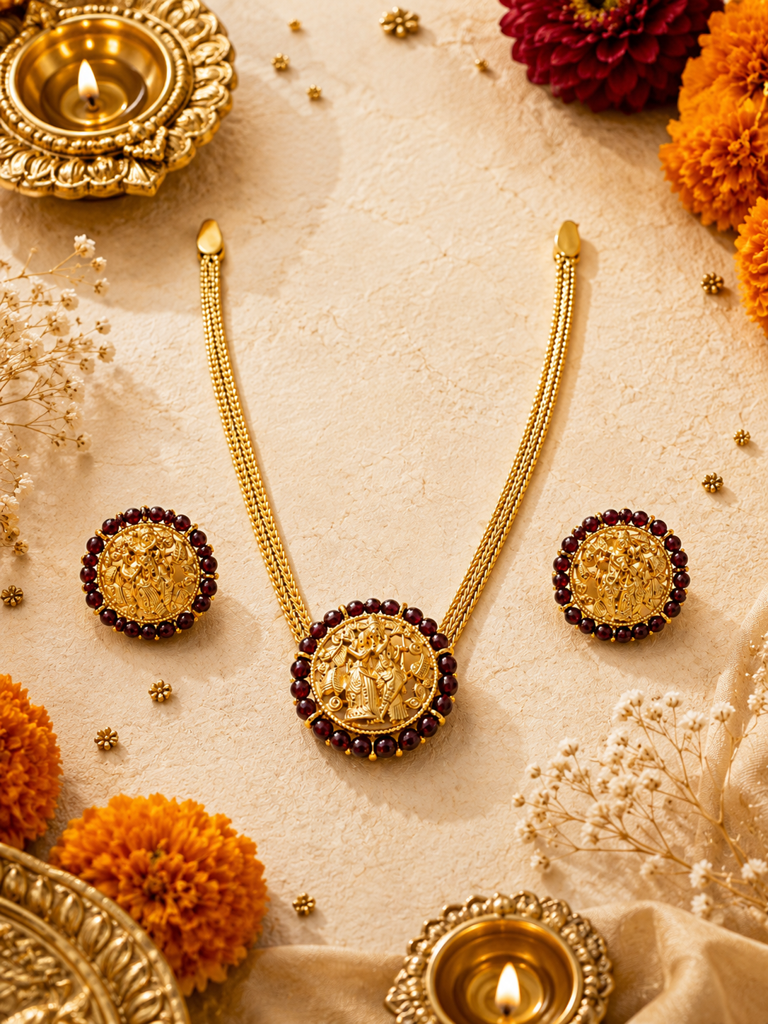 Meenakshi Ruby Choker Set