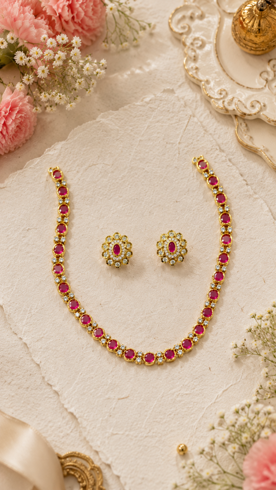 Anugya Ruby Necklace Set