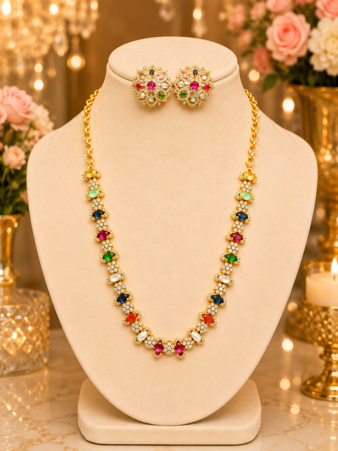 Indrayani Semi-Precious Stones Neckless Set