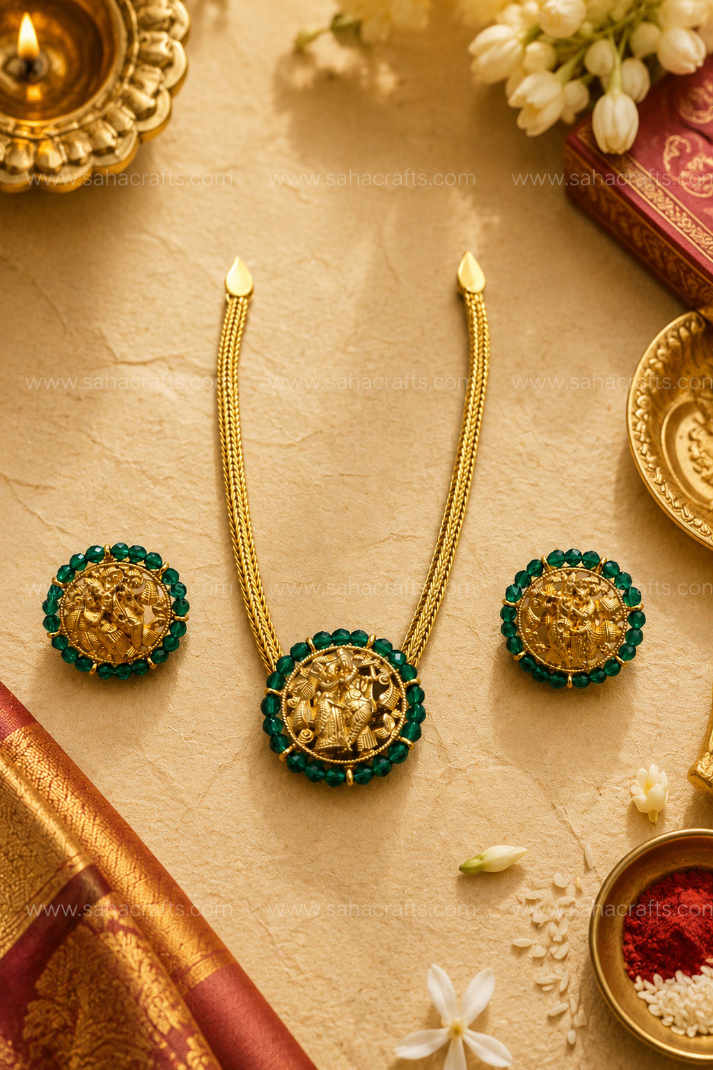 Meenakshi Emerald Choker Set
