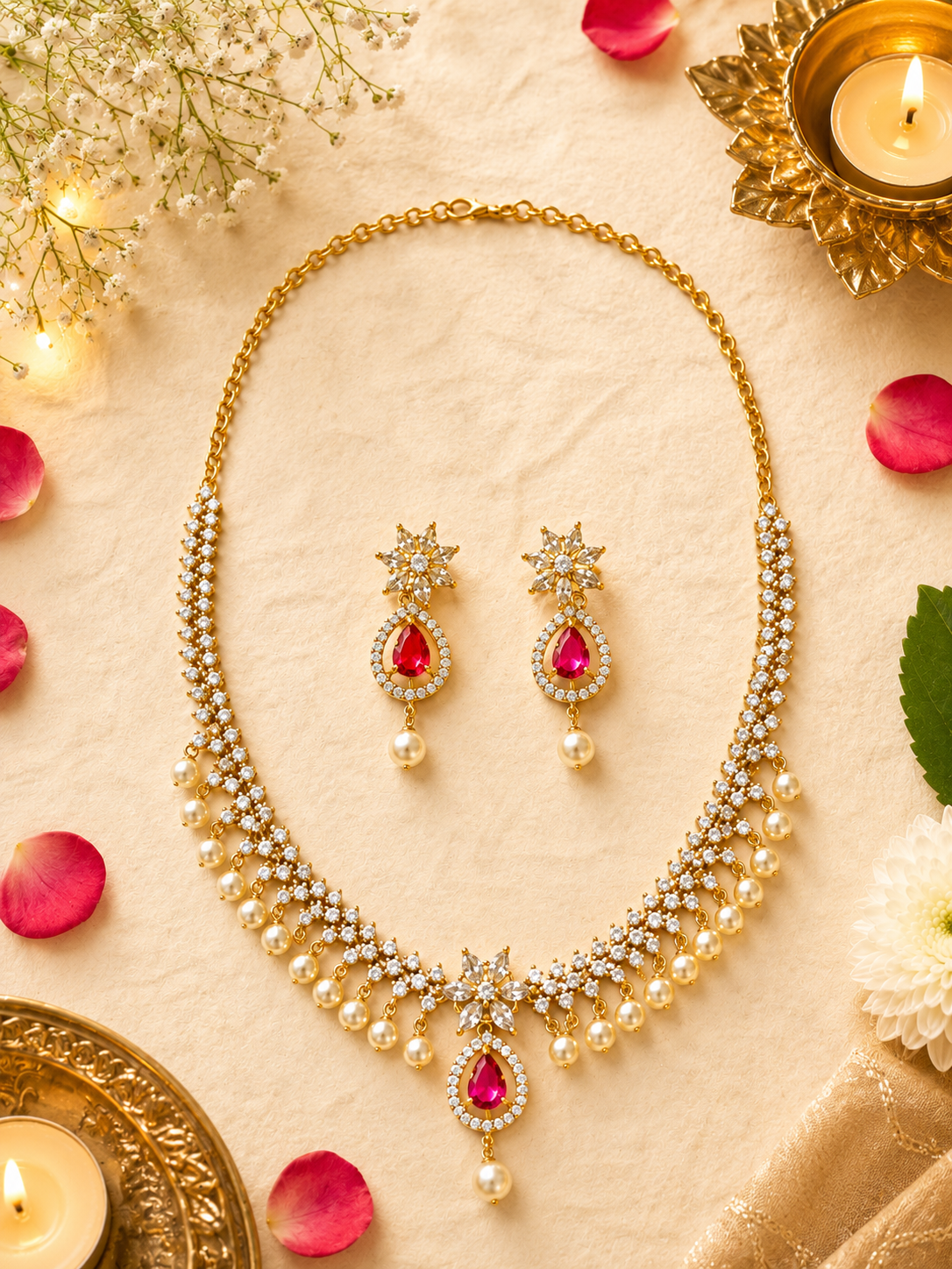 Rumya Ruby Neckless Set