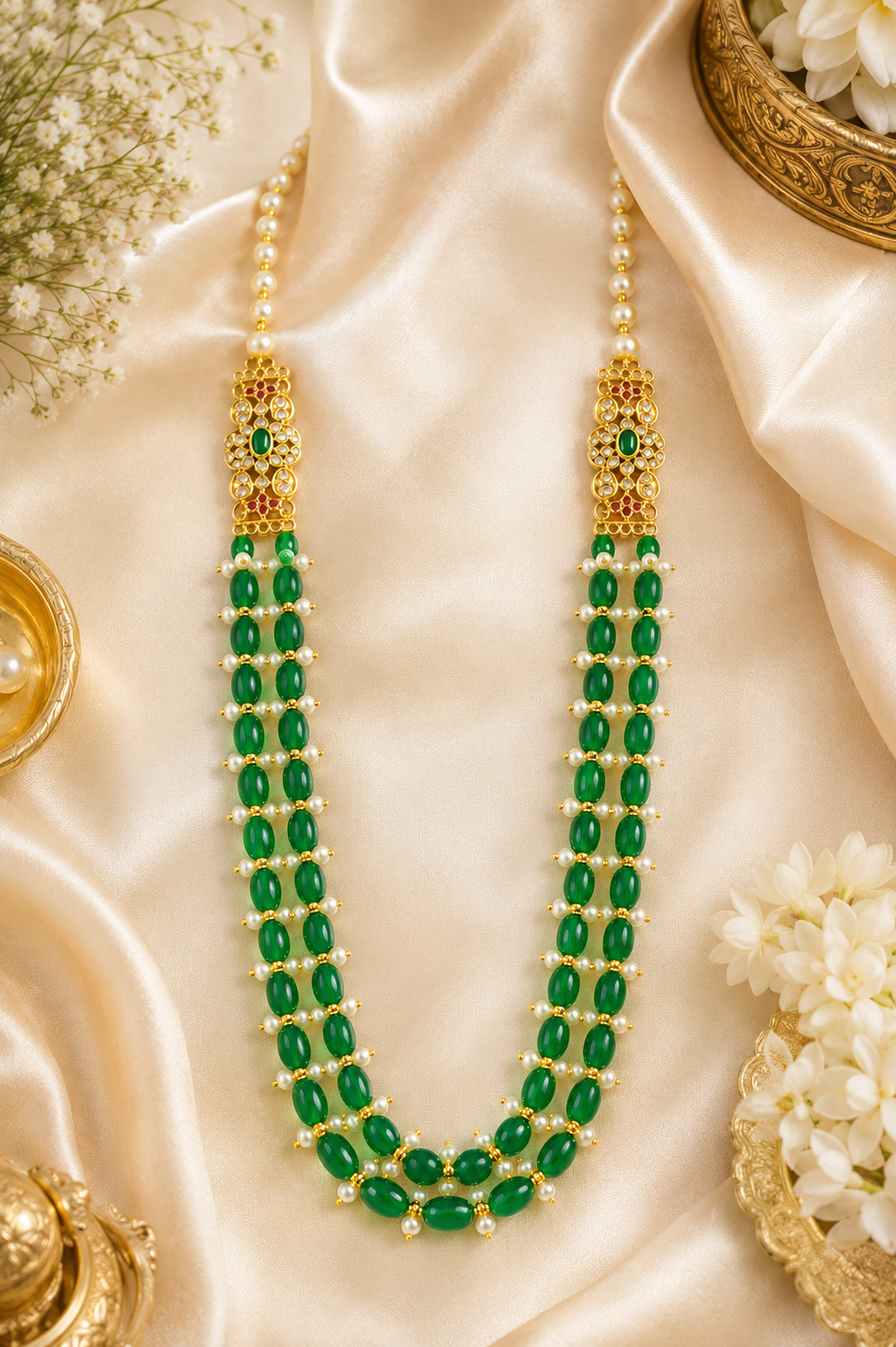 Purva Emerald Long Mala