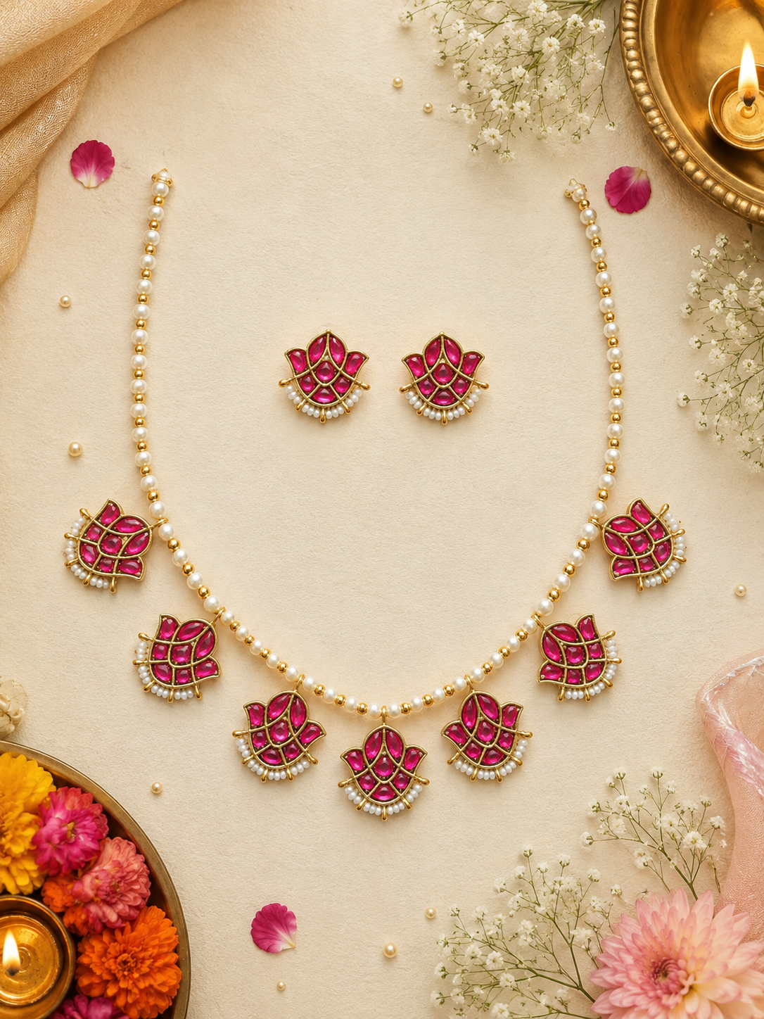 Padmini Ruby Neckless Set