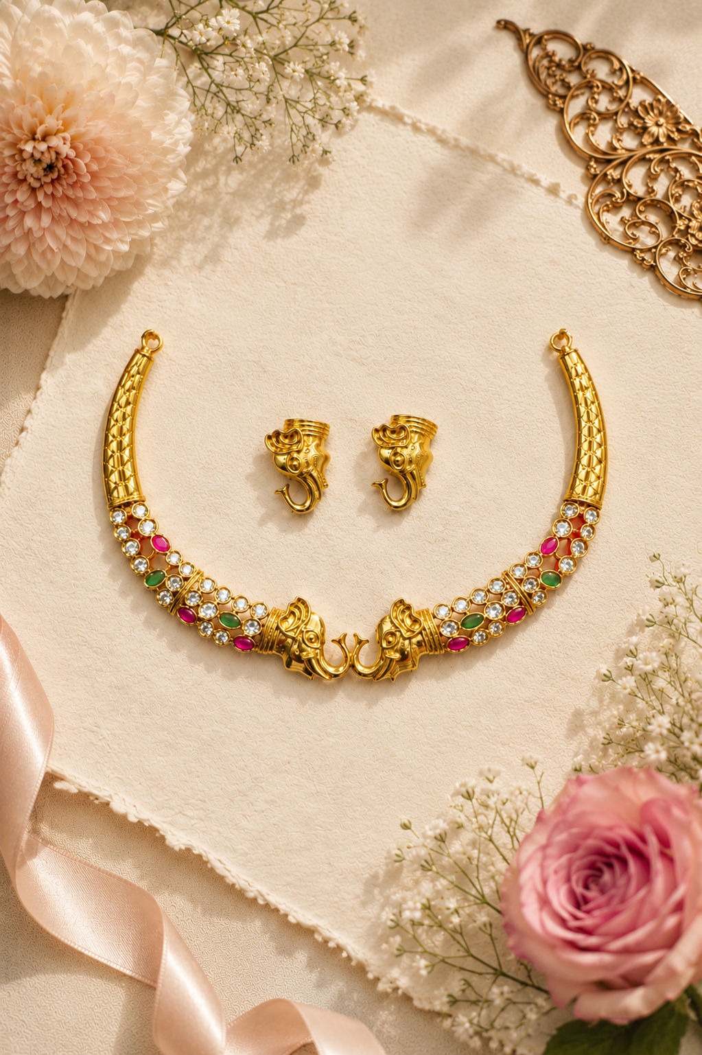 Elephanta Gold Neckless Set