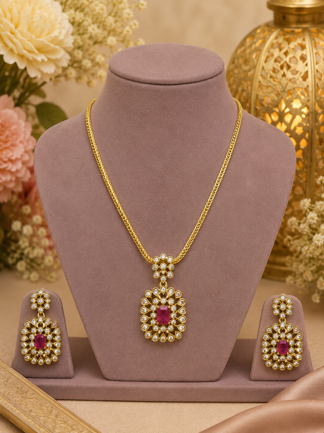 Zeynep Ruby Pendant Set