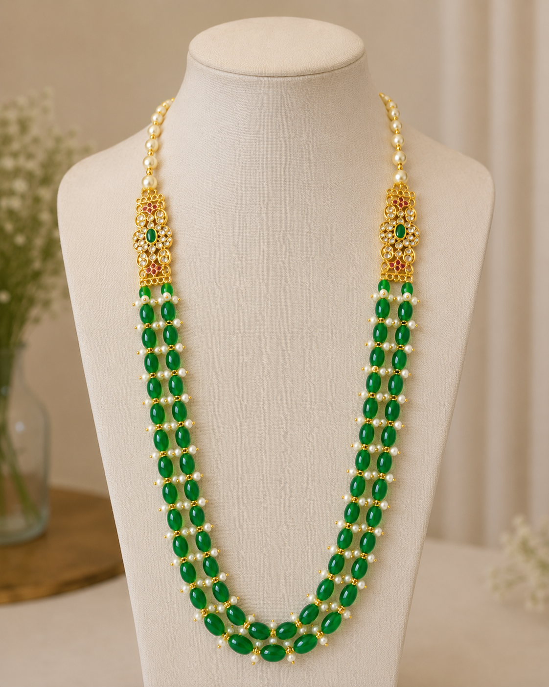 Purva Emerald Long Mala