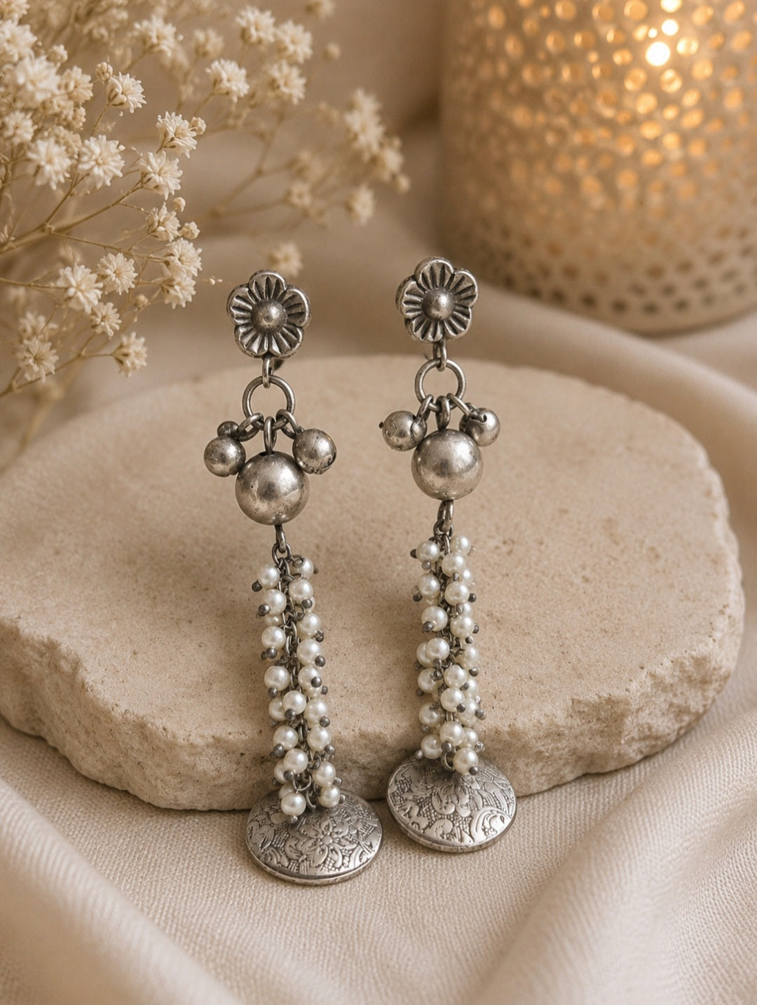 Nitya Silver Earrings