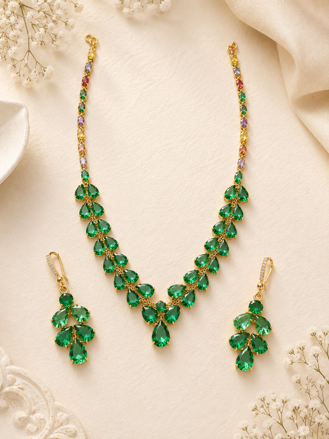 Meza Emerald Necklace Set
