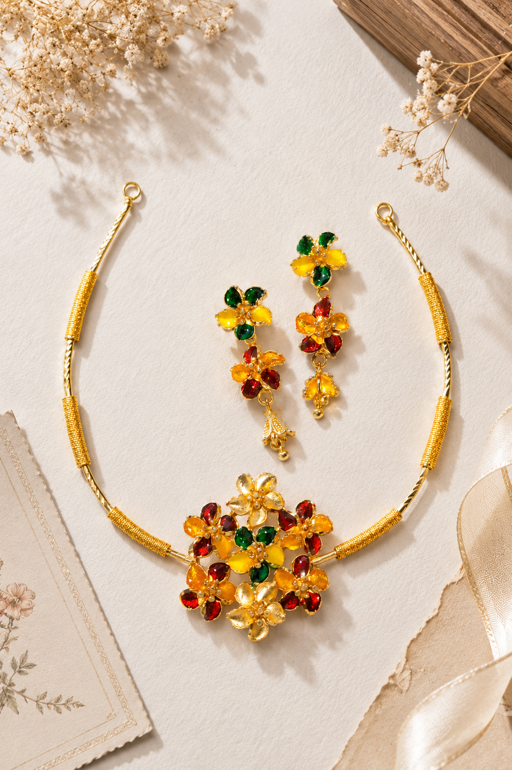 Rubya Gold Necklace Set