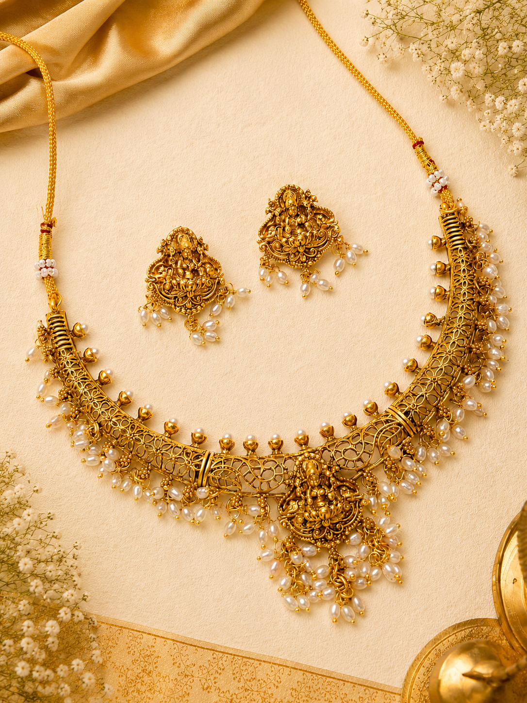 Narayani Lakhsmi Gold Neckless Set