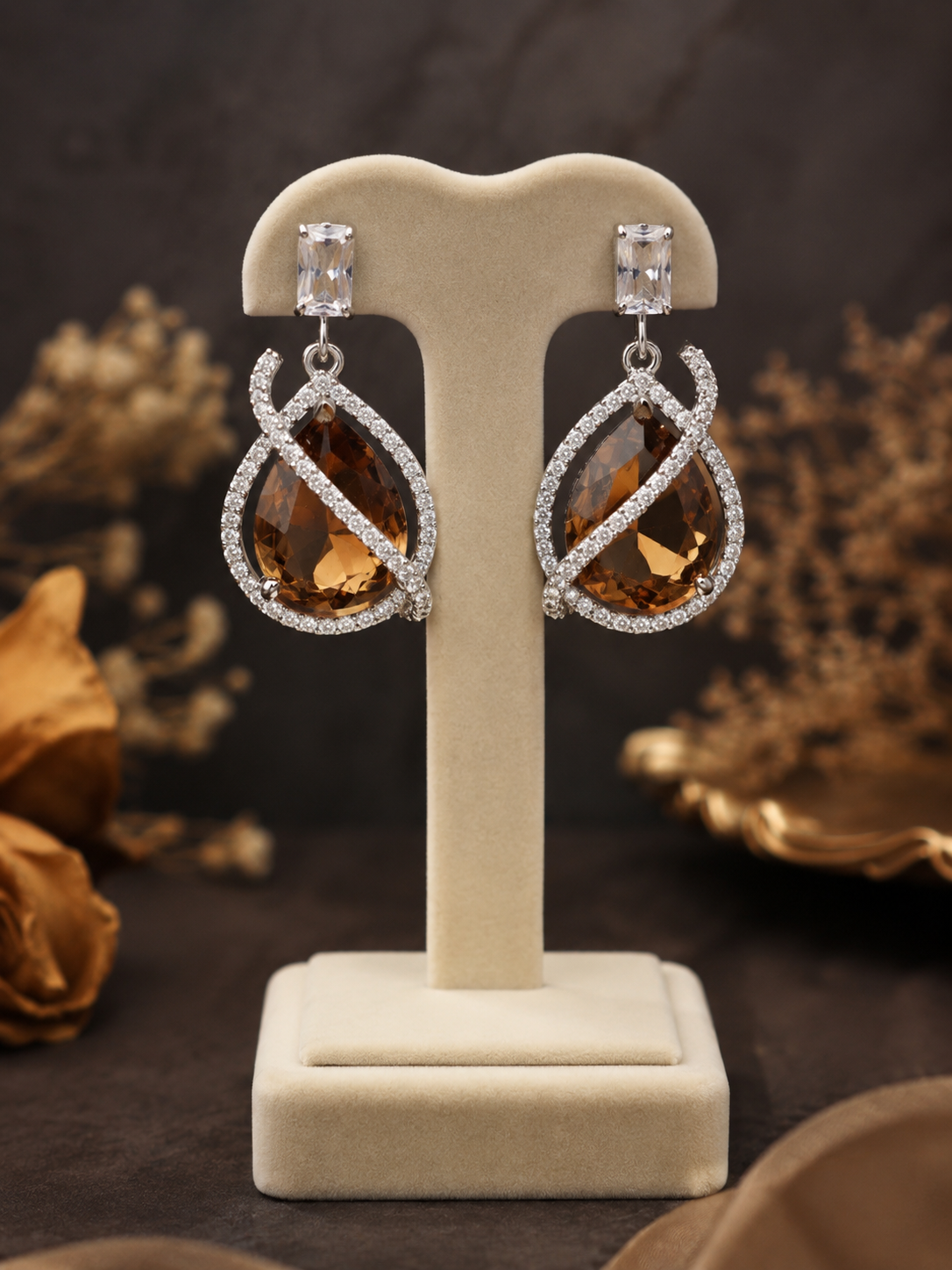 Daizy Honey & Diamond Earrings