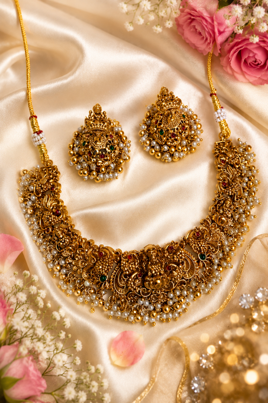 Bhagya Lakhsmi Gold 3D Neckless Set