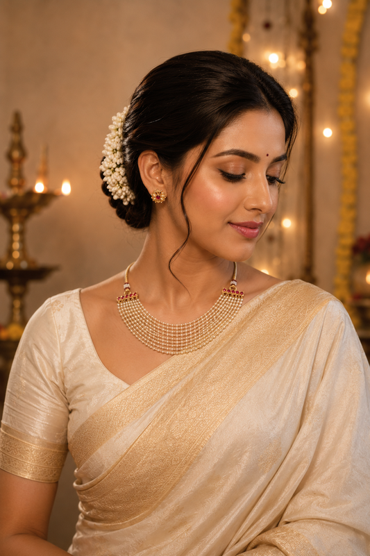 Hyderabadi Pearl Layer Neckless Set