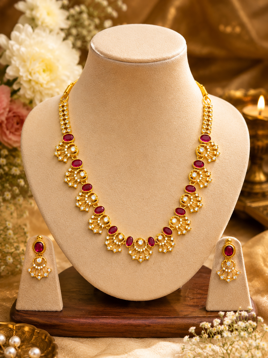 Mohini Ruby Neckless Set