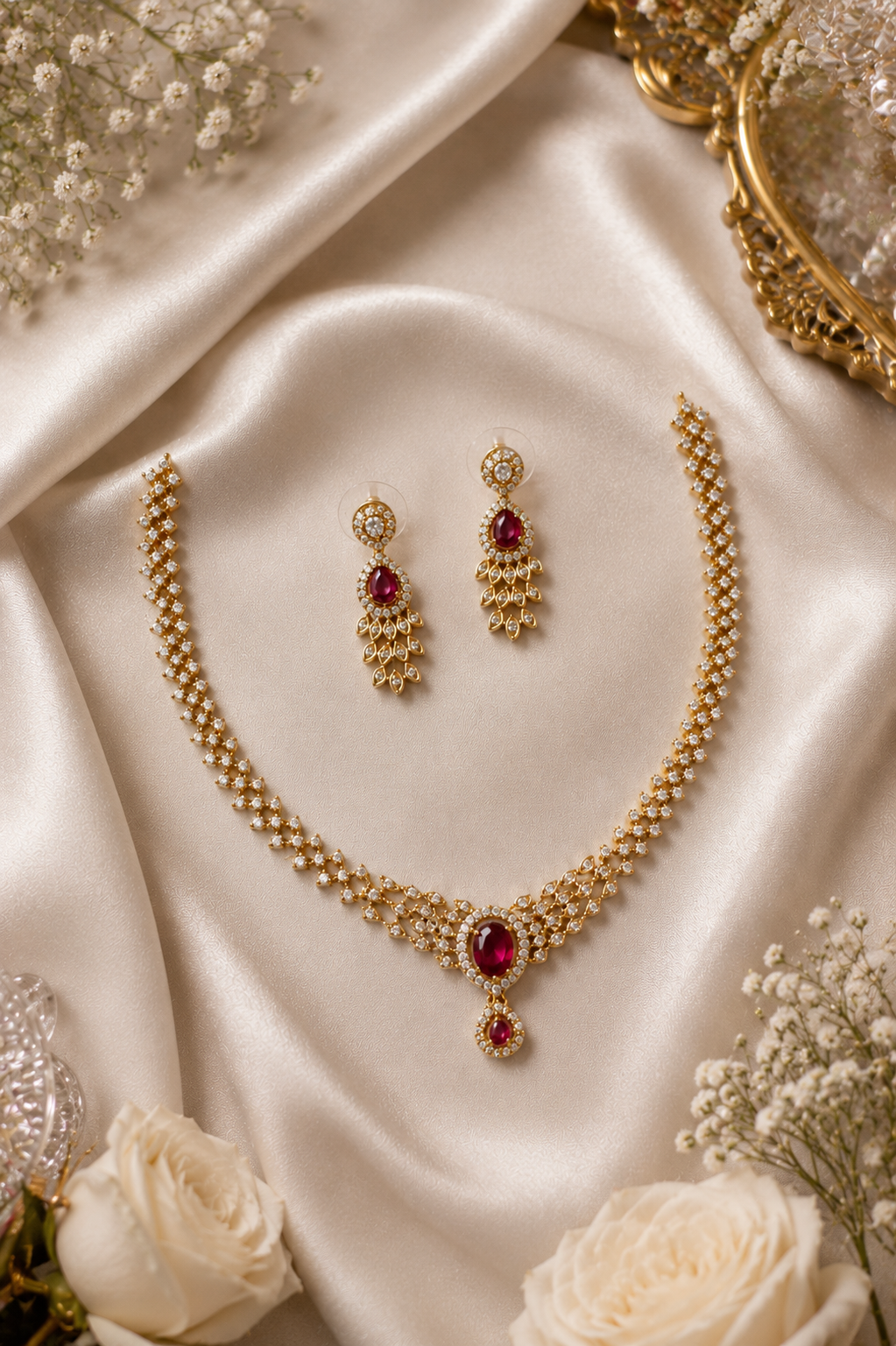Esma Ruby & Diamond Necklace Set
