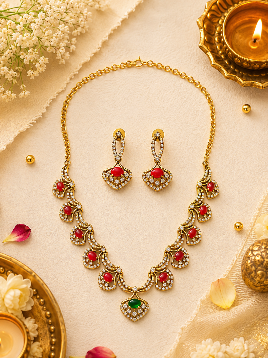 Rajni Coral Neckless Set