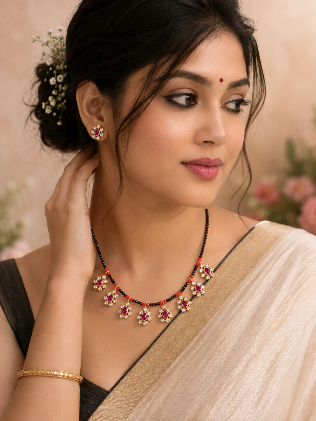Siya Black Diamond Neckless