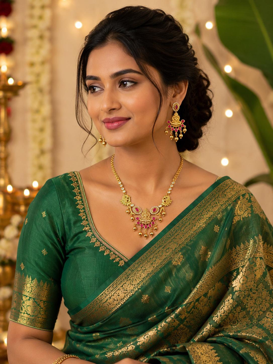 Shreya Lakshmi Gold Neckless Set