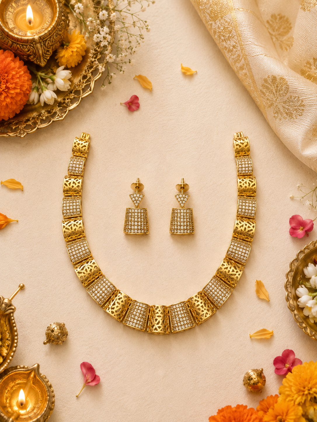 Pooja Diamond Neckless Set