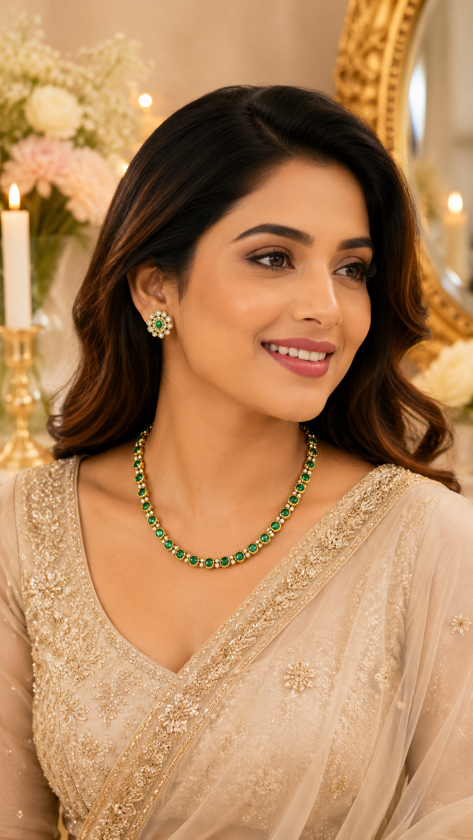 Anugya Emerald Necklace Set