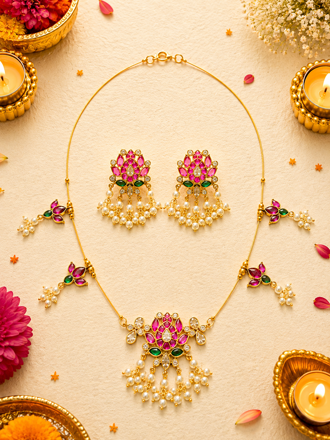 Padmini Jadau Invisible Neckless Set