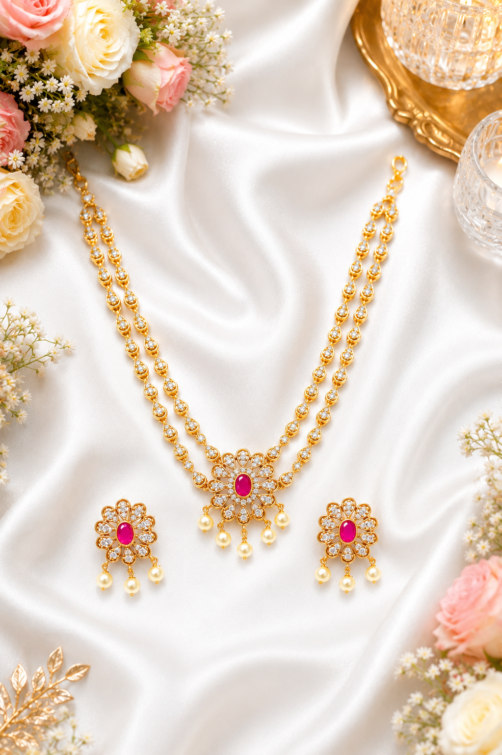 Siddhika Ruby  Necklace Set