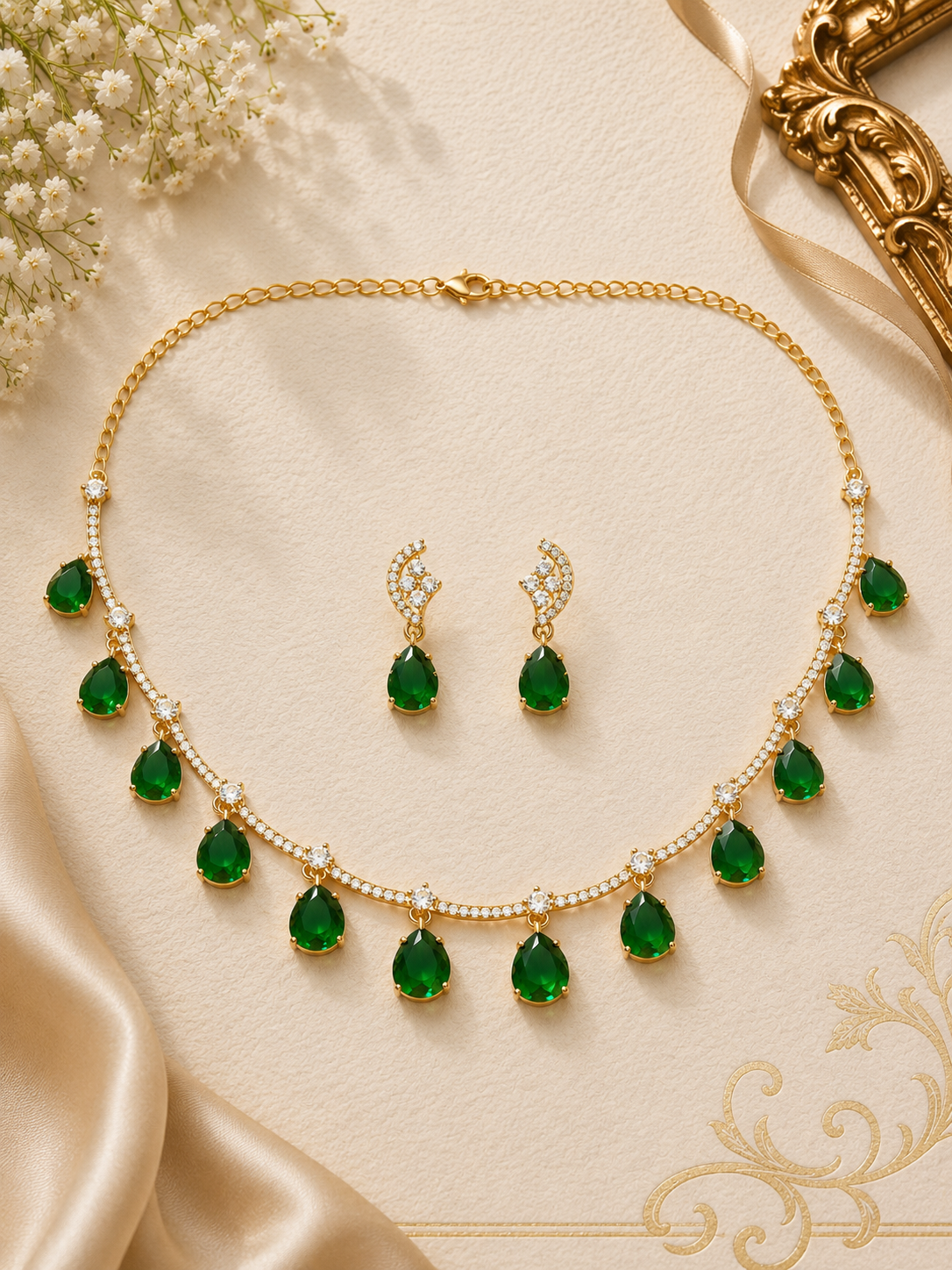 Shreema Emerald Neckless Set