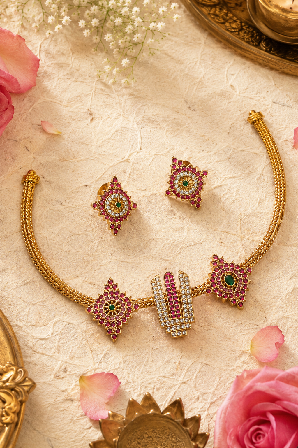 Shankh Gold Neckless Set