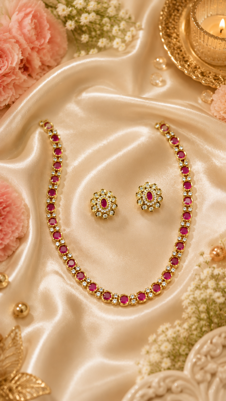 Anugya Ruby Necklace Set