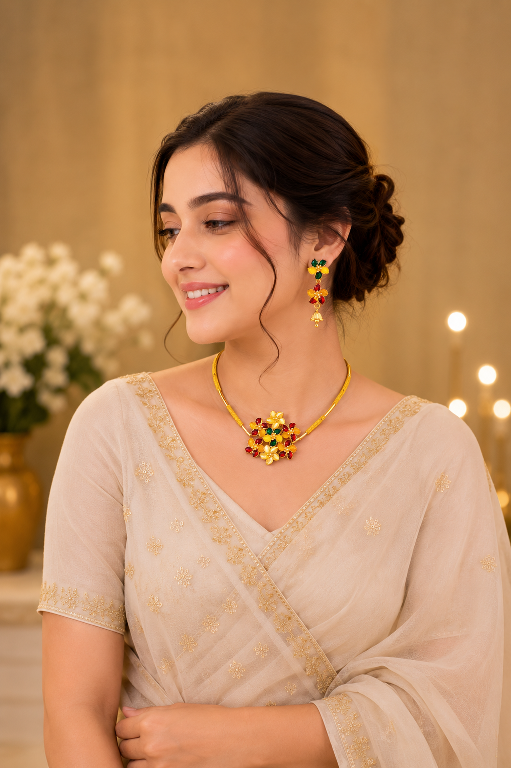 Rubya Gold Necklace Set