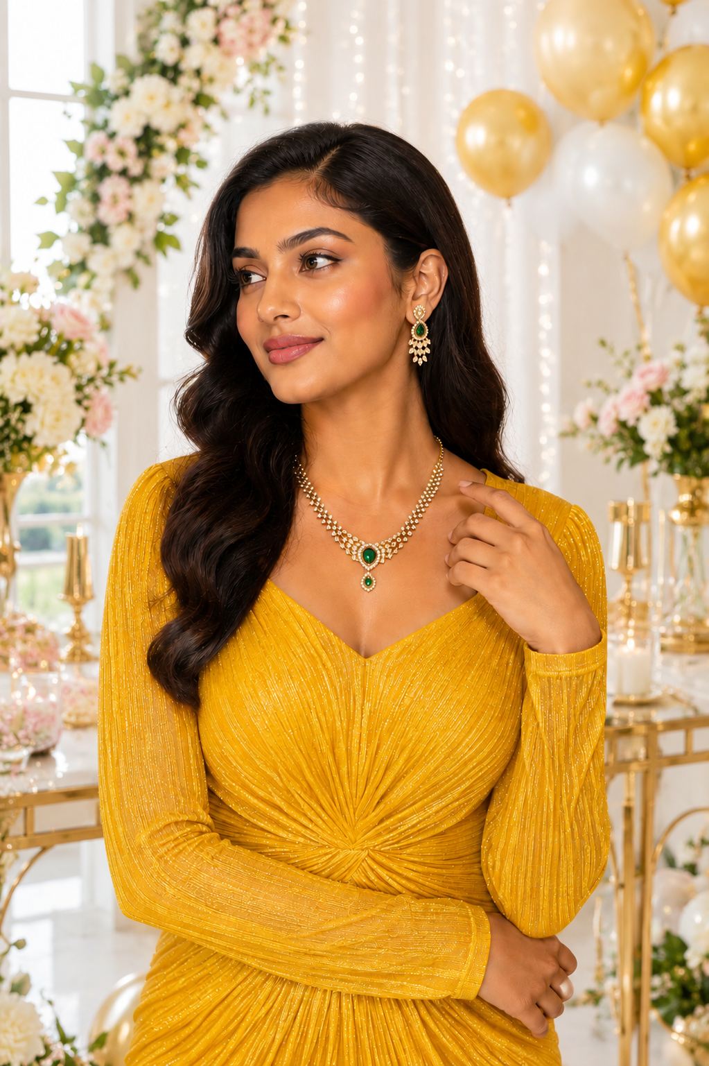 Esma Emerald & Diamond Necklace Set