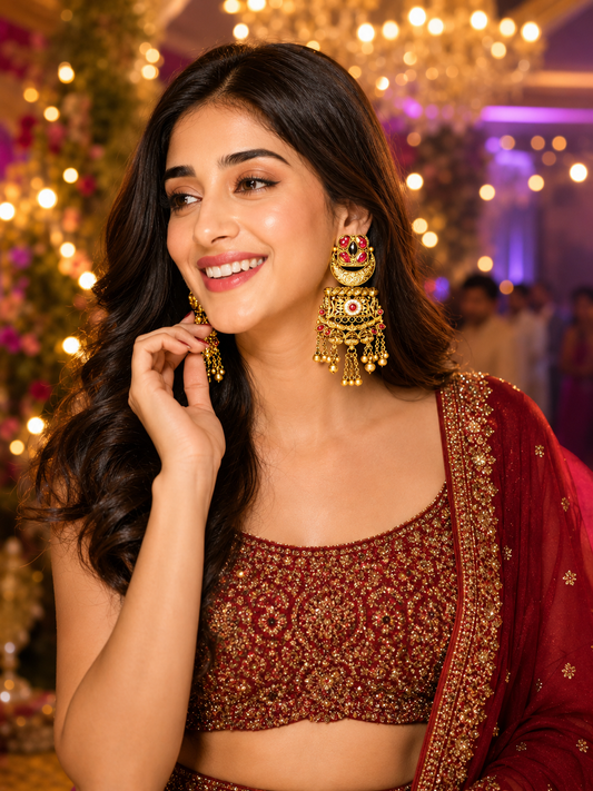 Aapsara Long Kashmiri Earrings