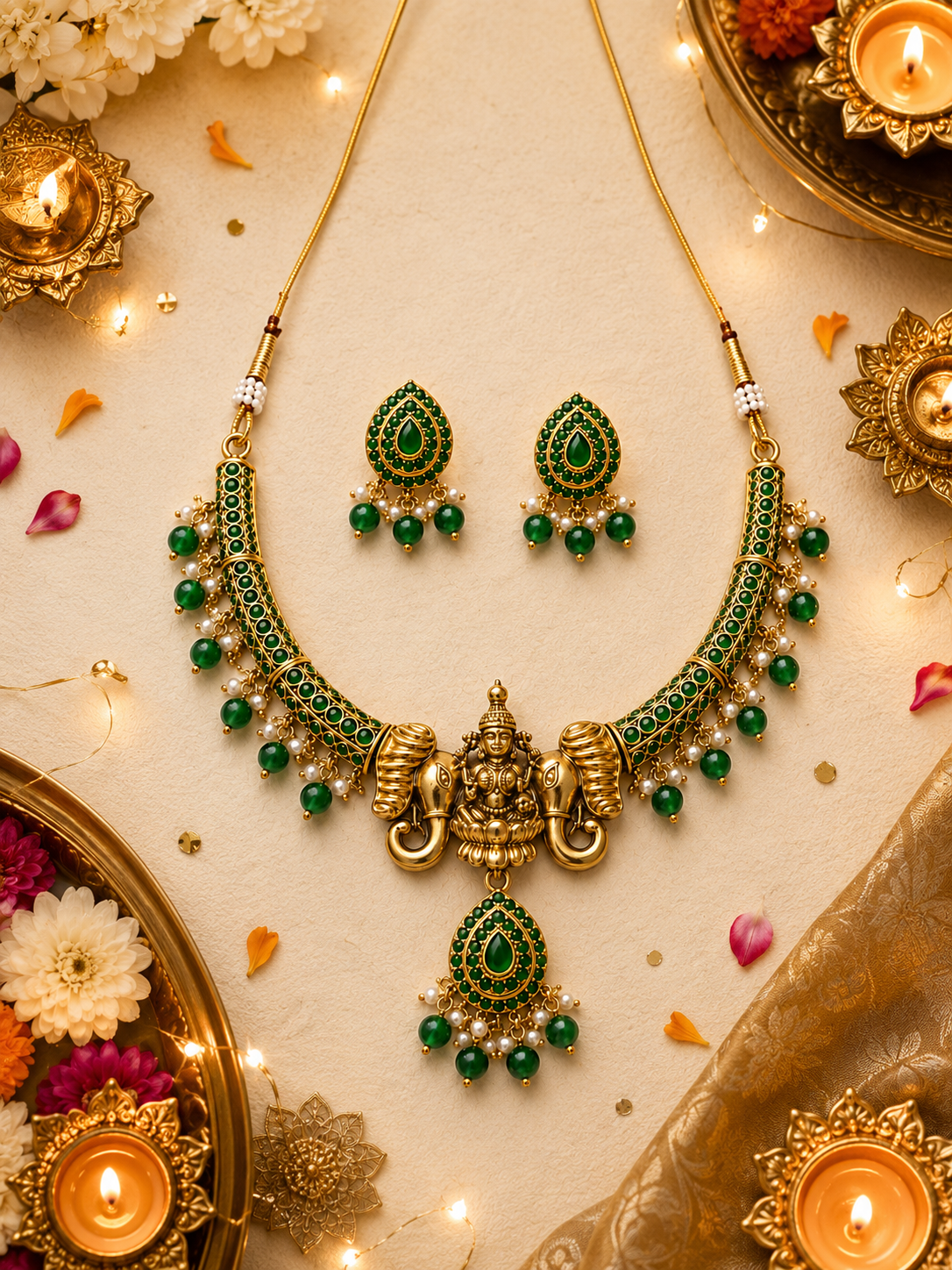 Devi Emerald Hasli Set