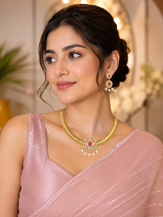 Daizii Ruby Hasli Neckless Set