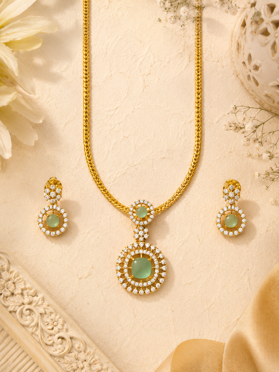Rheha Aquamarine Pendant Set