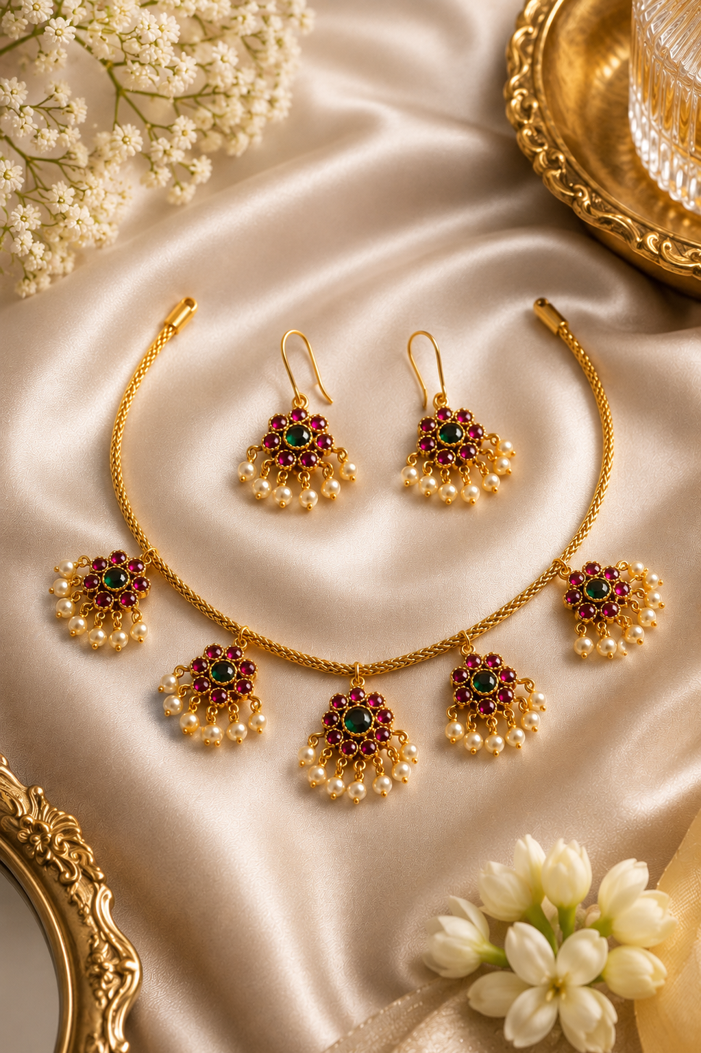 Sundari Gold and Semi-precious Stones Necklace Set