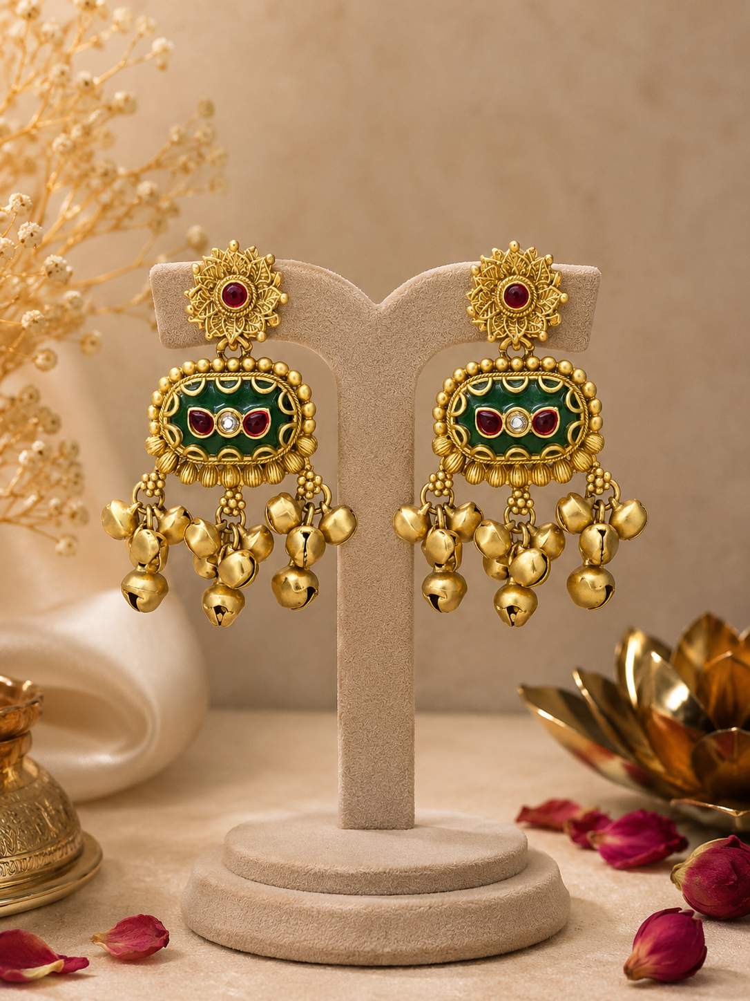 Preyashi Long Kashmiri Earrings