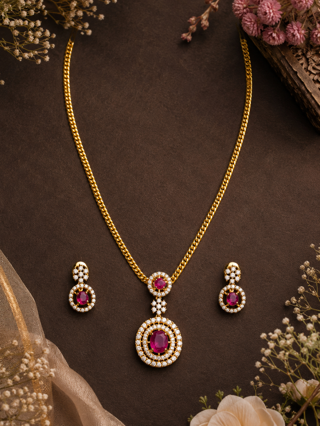 Rheha Ruby Pendant Set