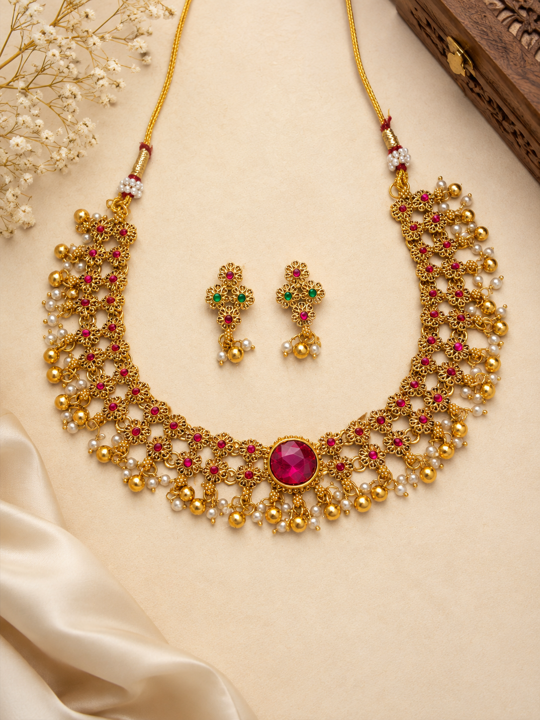 Mohita Ruby Neckless Set