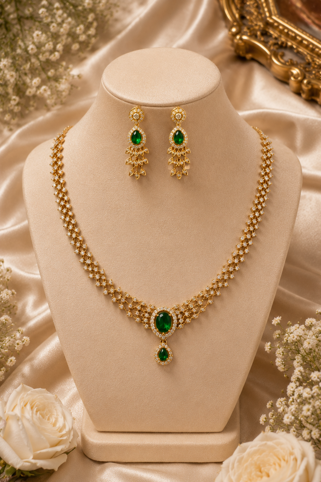 Esma Emerald & Diamond Necklace Set