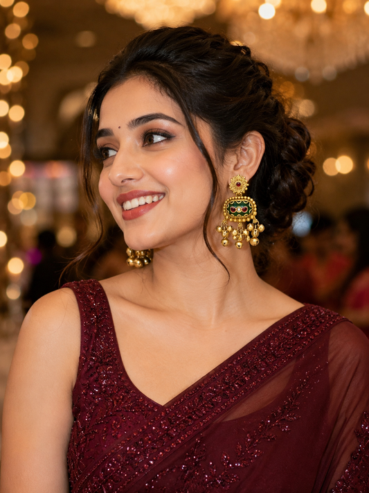 Preyashi Long Kashmiri Earrings