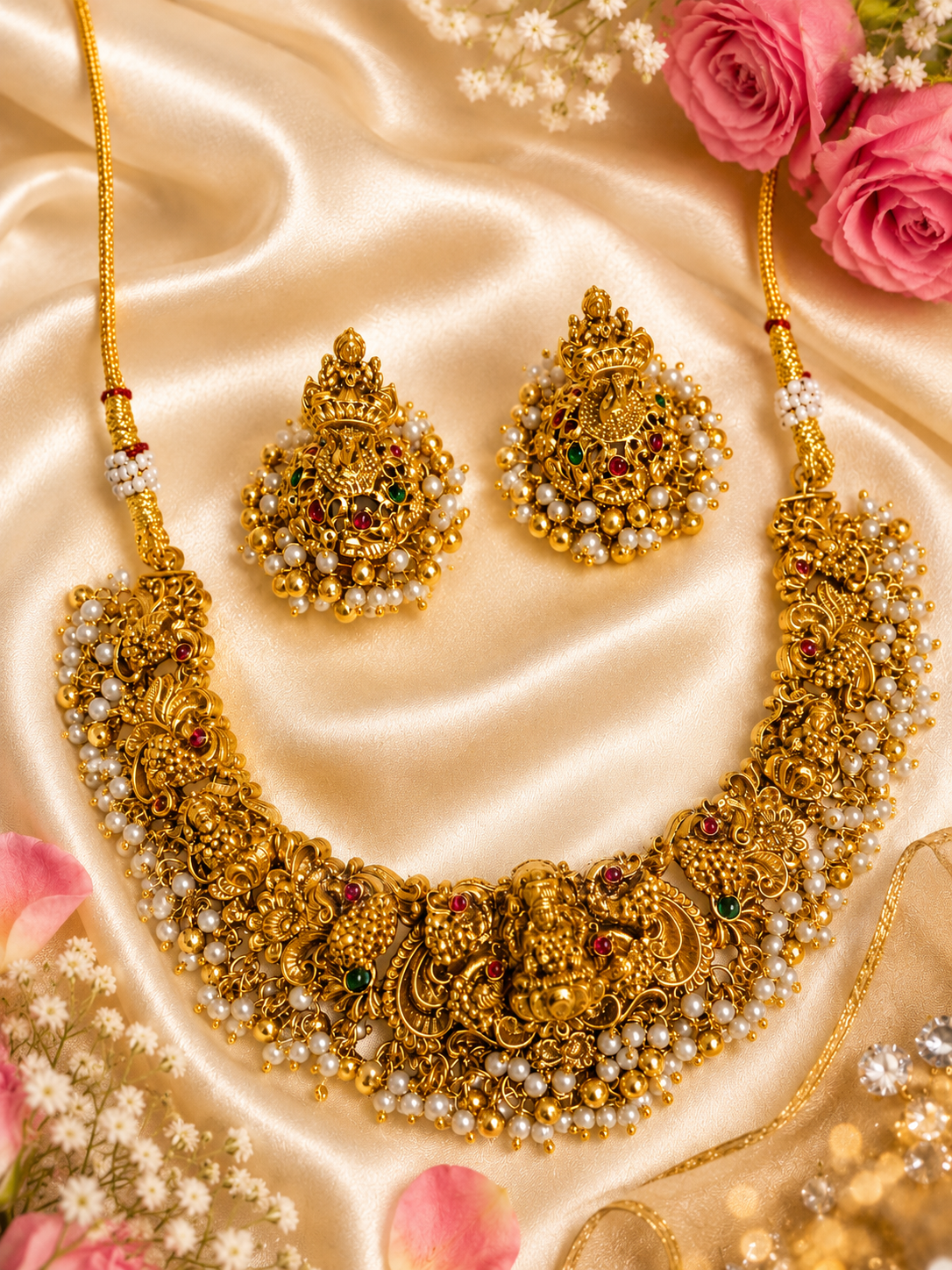 Bhagya Lakhsmi Gold 3D Neckless Set