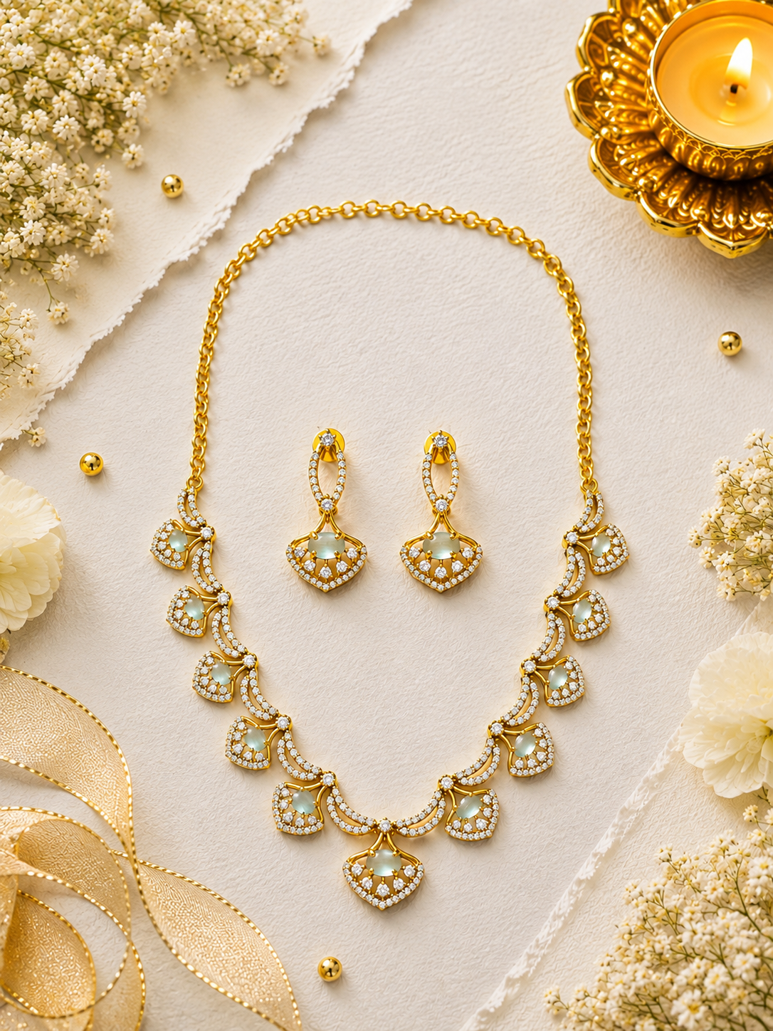 Rajni Aqua Neckless Set