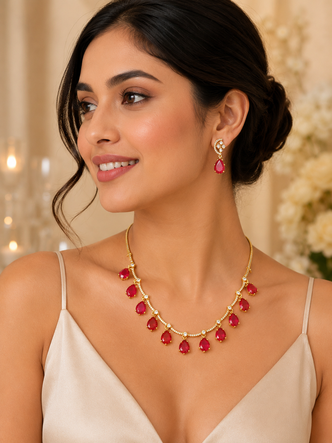 Shreema Ruby Neckless Set