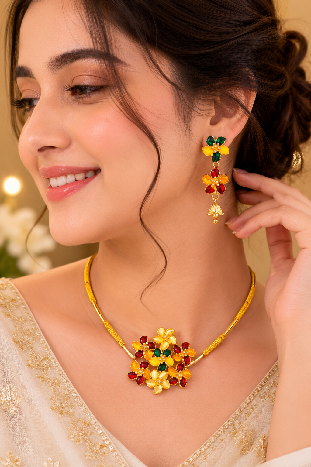 Rubya Gold Necklace Set