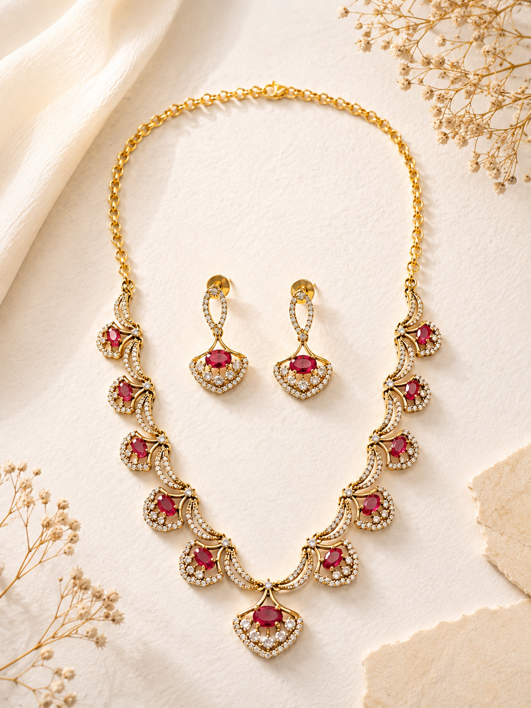 Rajni Ruby Neckless Set